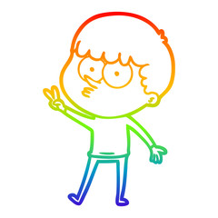 rainbow gradient line drawing cartoon curious boy dancing