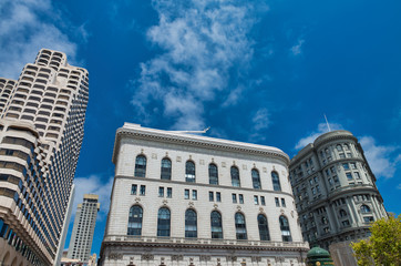 San Francisco buildings from Powell Street Station