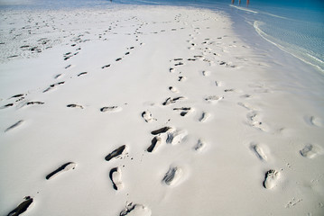 Footprints on a wonderful pristine beach