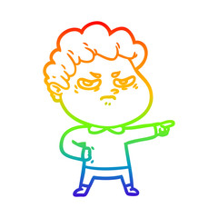 rainbow gradient line drawing cartoon angry man