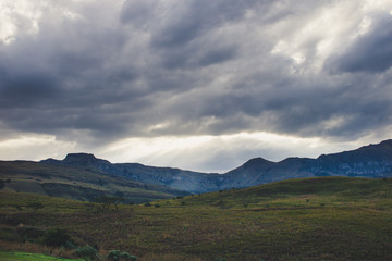 landscape with mountains and clouds