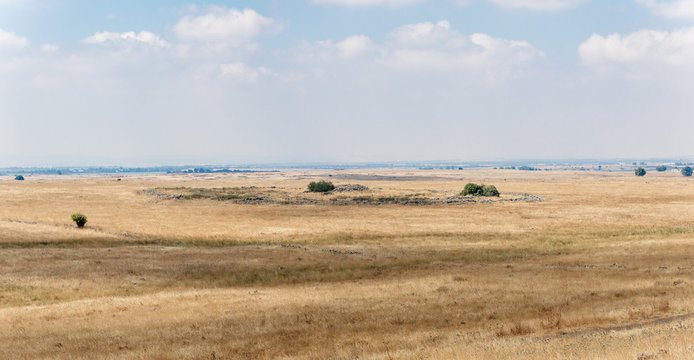 The remnants  of the megalithic complex of the early Bronze Age&nbsp; - Wheels of Spirits - Rujum Al-Hiri - Gilgal Rephaeem - on the Golan Heights in Israel