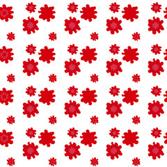 Red blots on white background, seamless pattern, vector