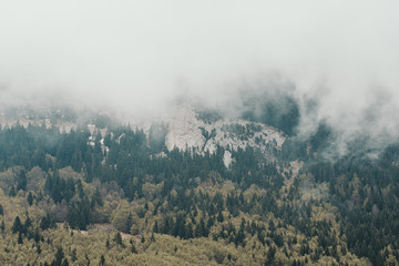 French landscape - Vercors. Panoramic view over the peaks of the Vercors in France.