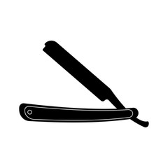 Straight razor black on white background, vector
