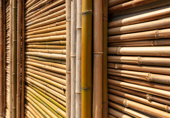 Bamboo twig wall as abstract background