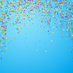Festive confetti. Celebration stars. Rainbow brigh