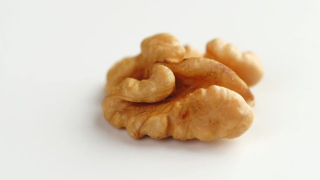 Full HD macro video of rotating kernel of walnut