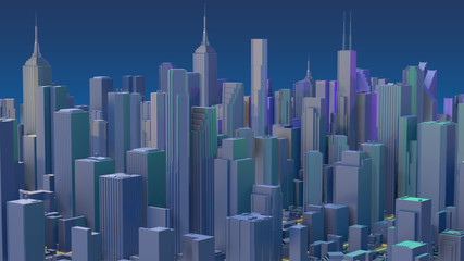 Fototapeta na wymiar City 3d rendering. Techno mega city skyscrapers.