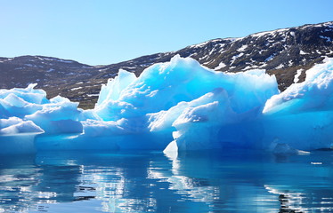 Icebergs in background, landscape Greenland 