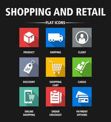 SHOPPING AND RETAIL FLAT ICONS