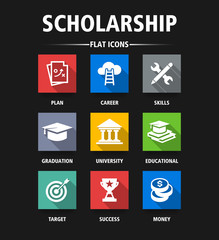 SCHOLARSHIP FLAT ICONS