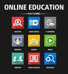 ONLINE EDUCATION FLAT ICONS