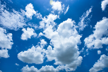 Blue sky white cloud white background. Beautiful sky and clouds in the afternoon.