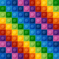 High quality multi coloured seamless pattern of glossy plastic constructor. Rainbow style.