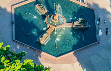 Archibald Fountain in Sydney. Beautiful aerial view