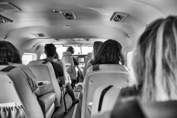 Tourists on a small aircraft