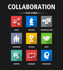 COLLABORATION FLAT ICONS
