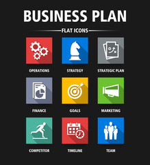 BUSINESS PLAN FLAT ICONS