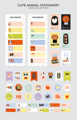 Fototapeta na wymiar Set of weekly planners and to do lists with zero waste illustrations and trendy lettering. Template for agenda, planners, check lists, and other kids stationery. Isolated. Vector