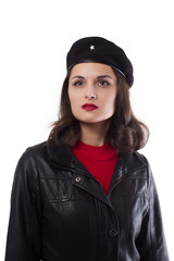 Young pretty woman Ernesto Che Guevara looking cosplay.