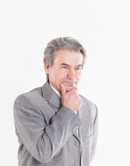 portrait of pensive businessman on white background.photo with copy space