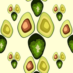 Fresh avocado hand draw seamless pattern.Natural and healthy nutrition. Organic food.