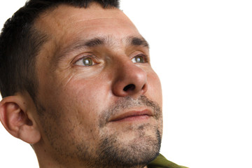 Obraz premium Close up portrait of climber on white background