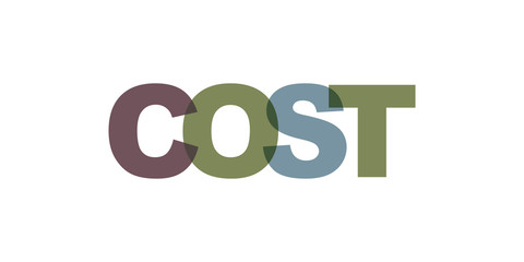 Cost business card text. Modern lettering poster. Color word art slogan icon. Phrases vector print design elements.