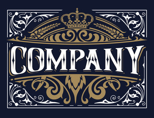 Vintage logo with floral elements