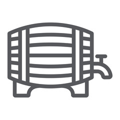 Barrel of beer line icon, alcohol and pub, brewery sign, vector graphics, a linear pattern on a white background.