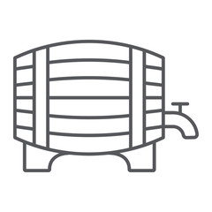 Barrel of beer thin line icon, alcohol and pub, brewery sign, vector graphics, a linear pattern on a white background.