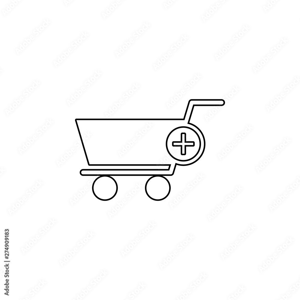Aufkleber add cart icon. element of web for mobile concept and web apps icon. outline, thin line icon for webs
