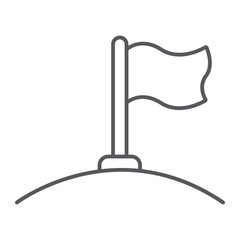 Flag thin line icon, direction and pennant, flagpole sign, vector graphics, a linear pattern on a white background.