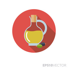 Olive oil flat desin long shadow color vector icon