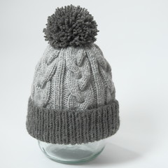 Close shot of cold weather winter handmade knitting clothes