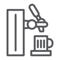 Beer tap line icon, beverage and brewery, bar tap sign, vector graphics, a linear pattern on a white background.