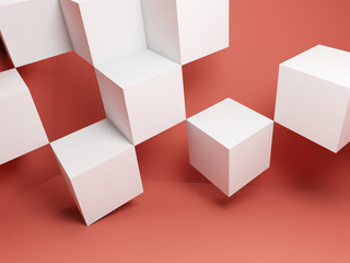 White cubes installation 3 d
