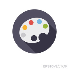 artist palette flat design long shadow color vector icon