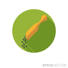 Peppercorns and shovel flat design long shadow color vector icon