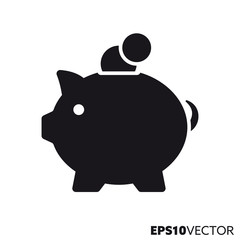 Piggy bank vector glyph icon