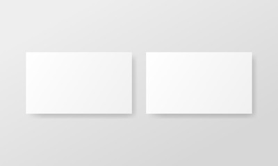 Two blank horizontal business cards mockup. Vector advertising banner mockup stand exhibit