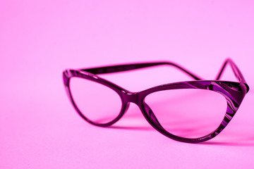 retro glasses isolated on color pink background