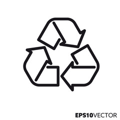 recycling arrows symbol vector line icon