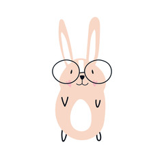 Hand drawn vector illustration of cute romantic bunny girl, can be used for kid's or baby's shirt design, fashion print design.