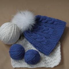 Close shot of cold weather winter handmade knitting clothes