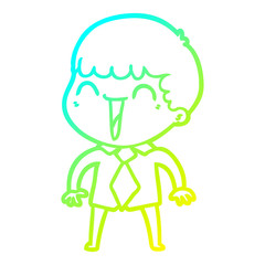 cold gradient line drawing cartoon happy man