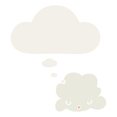 cute cartoon cloud and thought bubble in retro style