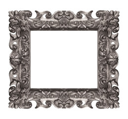 Silver frame for paintings, mirrors or photo isolated on white background