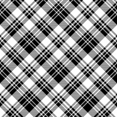 Black and white fabric texture check seamless pattern